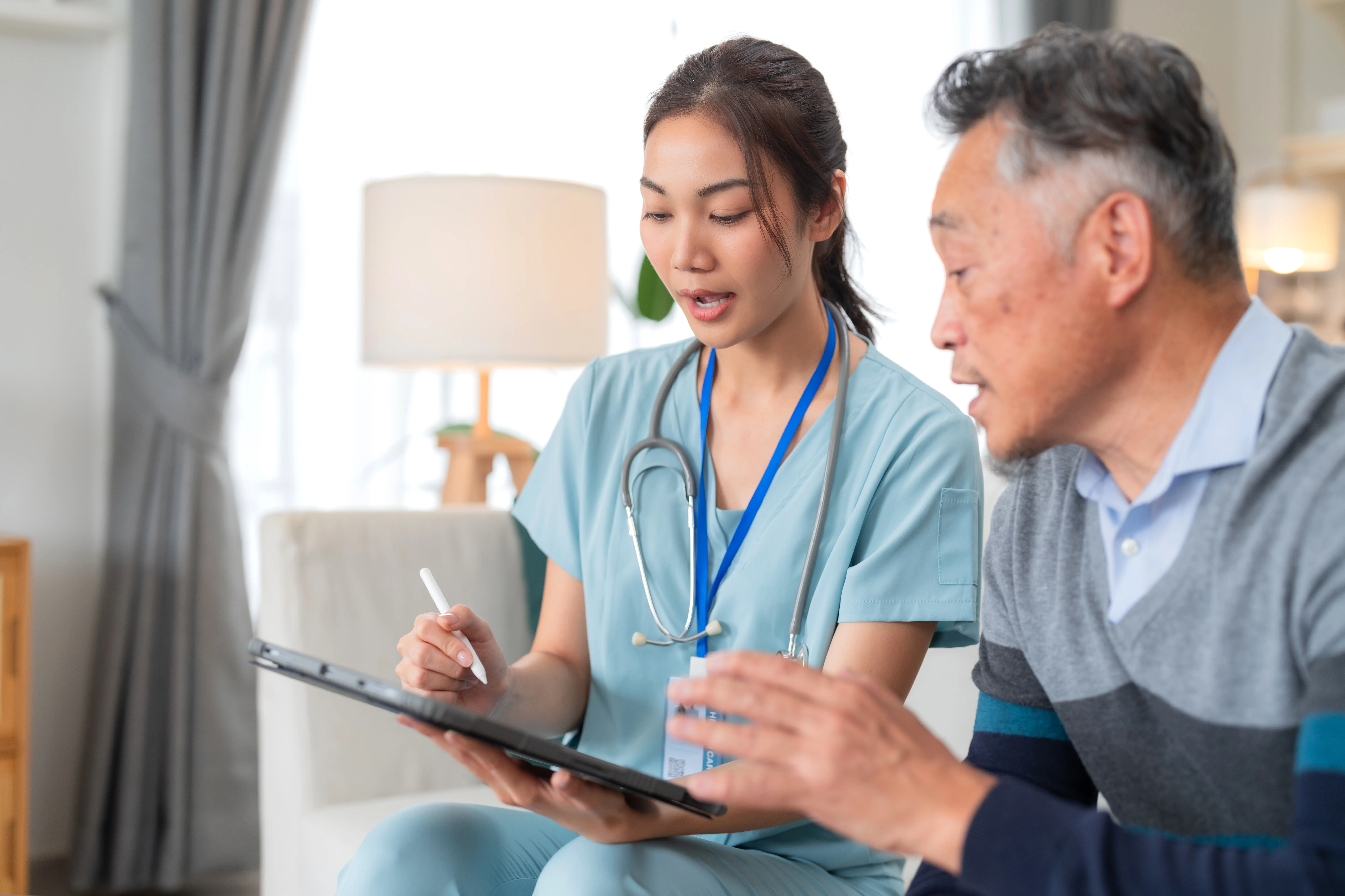 Young,Asian,Female,Professional,Nurse,Caregiver,Check,Examine,Muscle,And Health_1